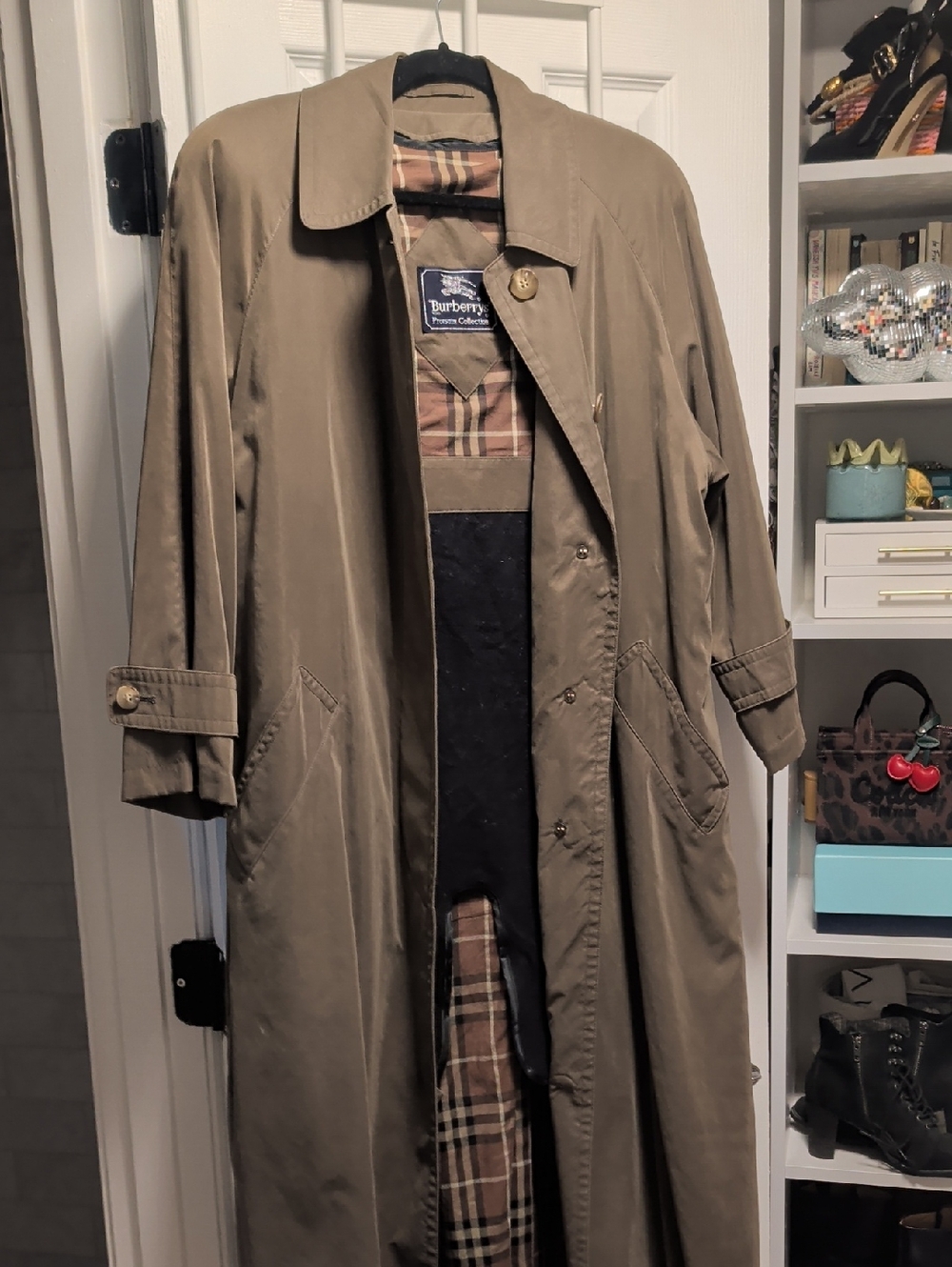 Vintage Burberry Women's Classic Khaki Trench Coat Petite 4